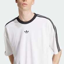 Áo thun tay ngắn dáng rộng kẻ sọc adidas Originals ADICOLOR JACQUARD, Unisex, Trắng/Đen - trắng - Xem 5