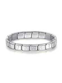 1 Piece Fashion Versatile Bangle, Valentine's Day Modular Heart & Butterfly Bracelet For Women, Stainless Steel Freely Splicable Modular Heart Butterfly Bracelet Set, Perfect Gift For Friends & Sisters, Unisex Design, Ideal Jewelry Gift For Ladies, Great For Daily Outfits & Daily Matching - Silver - View 9