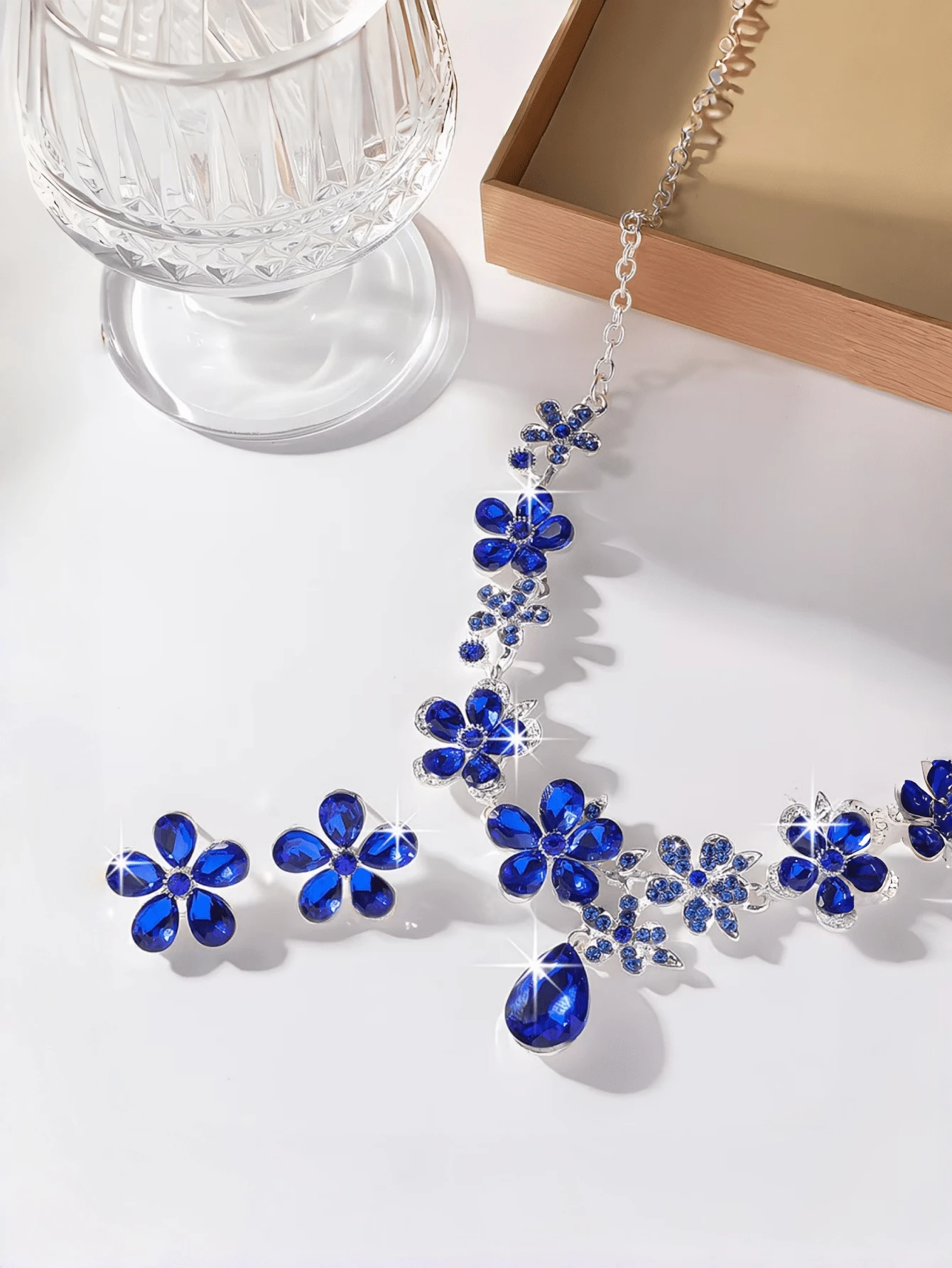 3pcs Women's Bridal Floral Necklace & Earrings Jewelry Set, Evening Gown Matching Jewelry, Wedding Accessories - Multicolor - View 1