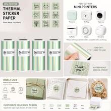 53mm Holographic Thermal Paper Rolls For Mini Printers – Self-Adhesive Sticker Paper, Multi-Color Silver/Purple/Gold/Cyan – Perfect For DIY Crafts, Journals, Scrapbooking, Labeling & Decorations - View 2