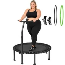 FLYBIRD BCAN BT4 40" Soft Land Pro Adult Bungee Rebounder Trampoline, 500lb Capacity Adjustable Tension Bungees, One-Piece Frame Quiet Indoor Cardio Trampoline With Handle Phone Holder & 2 Pairs Socks - Black 40-inch Integrated Trampoline With Armrests - View 11