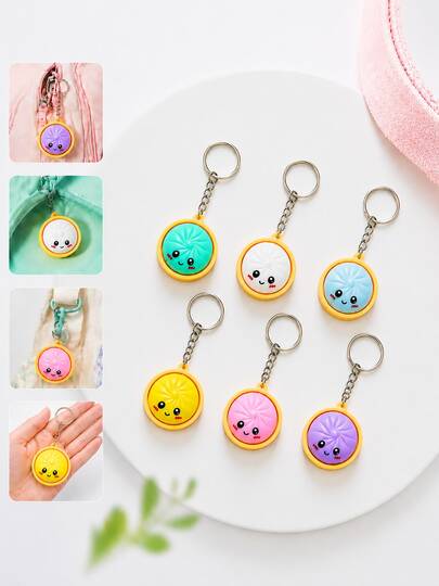 Cute Mini Dumpling Keychain – Adorable Cartoon Pendant For Backpacks, Keys & Bags, Kids &, Soft & Durable