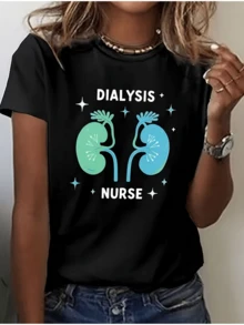 Dos riñones en tonos verde y azul con brillo representan la dedicación médica y el cuidado de la salud con mensaje inspirador para enfermeras camiseta de mujer casual moderna cómoda - Negro - Ver 6