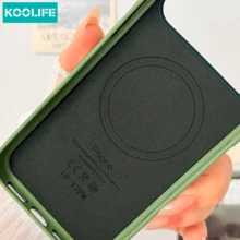 Koolife 1pc Green Magnetic PU Leather Phone Case, PC+TPU Shockproof Protective Cover, MagSafe Compatible With Apple 17/17Pro/17ProMax/16/15/14/13, Matte Finish With Large Camera Frame, Anti-Scratch And Fingerprint Design - Green - View 6