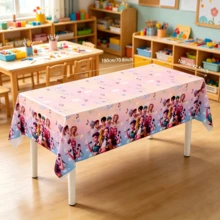 1pc K-Pop Anime Style Disposable Plastic Tablecloth, Cute Cartoon Pattern Tablecloth Suitable For K-Pop Fan Birthday Party Decoration - Multicolor - View 2