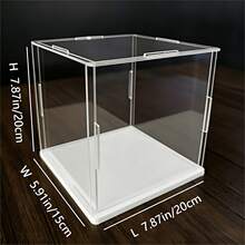 1pc Transparent Acrylic Display Case - Showcase Cabinet, White Base, Multiple Size Options, Dustproof Desktop Organizer Stand - Contemporary Style, Action Figure Plastic Material, Car Model, Collectibles, For Room, Store And Office Desk Storage - White Display Box - View 19