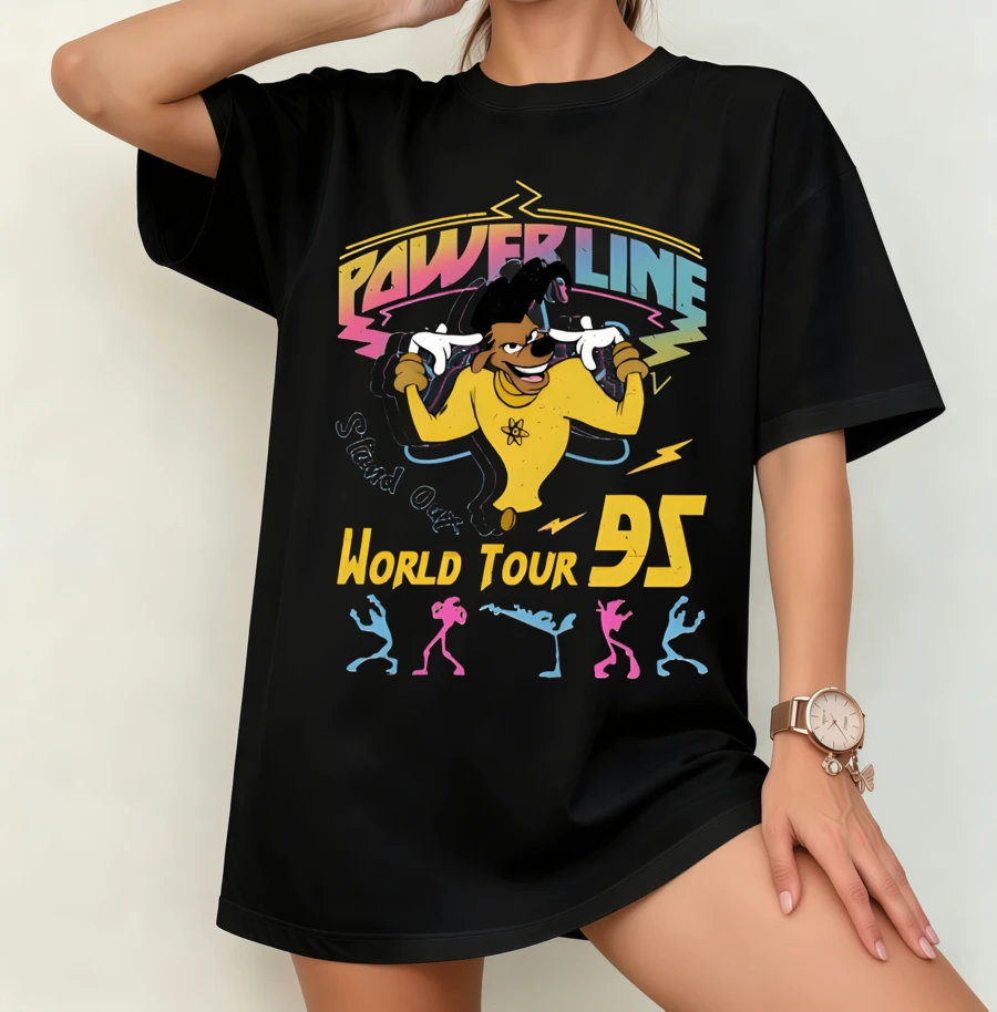 Powerline "World Tour 95" Retro T-Shirt | Gender-Neutral Oversized Fan Shirt Black - Black - View 1
