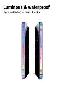 Yezodawee 2件組螢光變色手機邊框貼紙，相容於手機 17/16/15/14/13/12/11/XS Max/XR 系列，UV感光螢光邊框裝飾，耐褪色且耐撕裂，適合夜間派對與嘉年華活動 - 彩色 - 查看 3