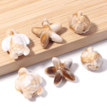 50pcs Beige Starfish Acrylic Ocean Series Turtle Loose Beads For Handmade Bracelet Necklace Jewelry Making - Multicolor - View 5