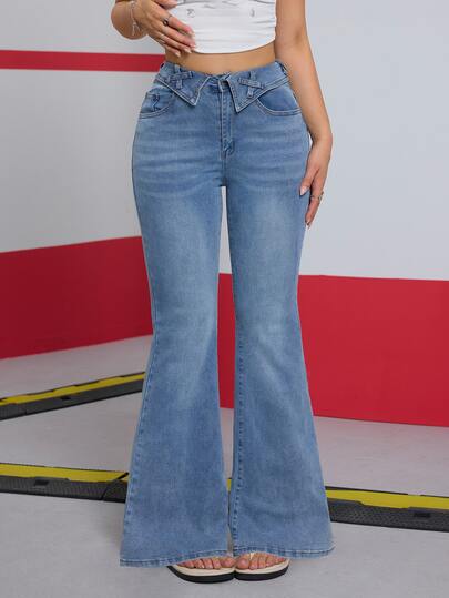 Women's Elastic Casual Flare Jeans Pants, Spring/Summer