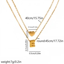 Delicado collar con colgante de letras y corazón en capas, cadena minimalista y apilable - Dorado - Ver 2