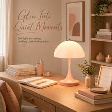 1 pieza Lámpara recargable compacta con forma de brote, larga duración de la batería, portátil, estilo nórdico moderno minimalista, adecuada para sala de estar/dormitorio mesita de noche/decoración interior, lámpara de escritorio LED - Rosa Pálido - Ver 3
