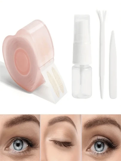 Bộ 4 miếng dán mí mắt hai lớp - Cọ trang điểm - Công thức không gây kích ứng, dưỡng ẩm, kèm hộp đựng du lịch, dụng cụ thoa bằng nhựa và nhíp để thoa chính xác và dễ dàng gỡ bỏ.