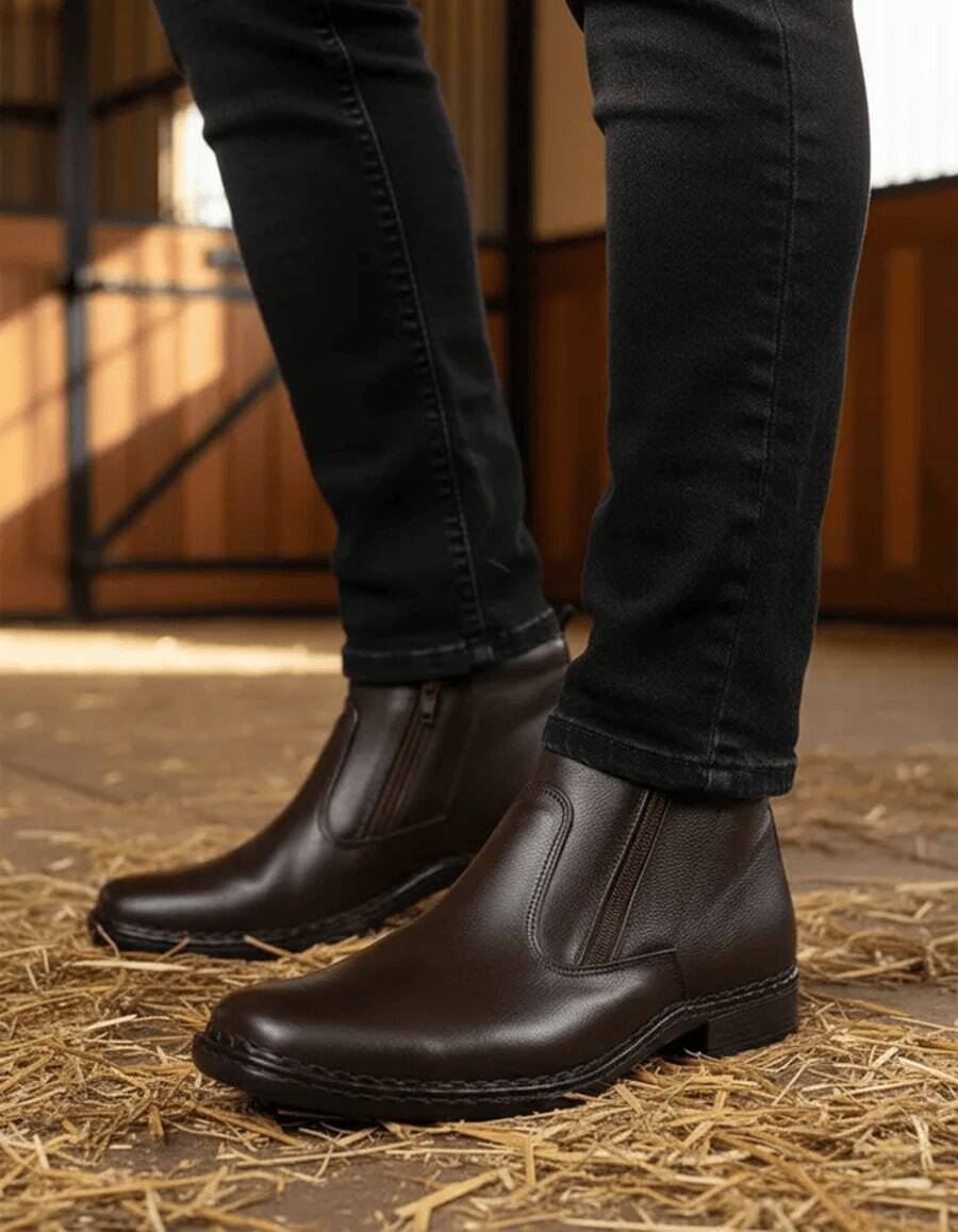 Bota Botina Ed Shoes Couro Palmilha Gel Anti Stress Antiderrapante