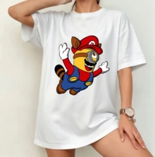 M-Ario X Inions Funny Mashup T-Shirt | Gender-Neutral Oversized Video Game Fan Shirt White - White - View 8