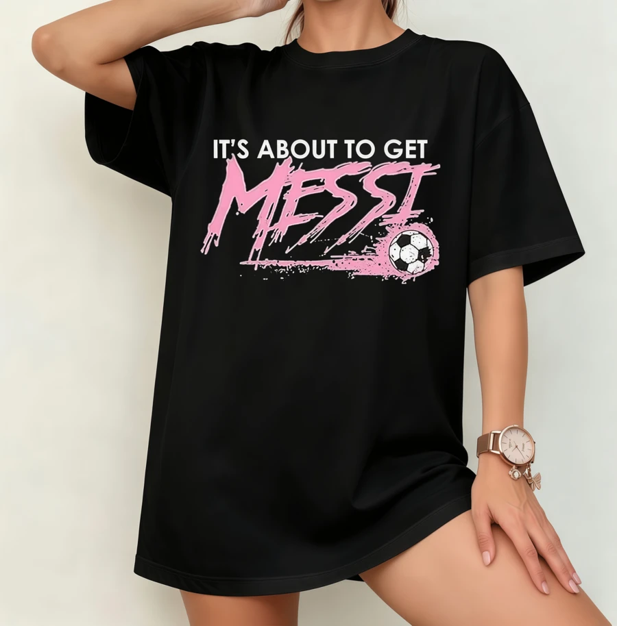Lione Mess Football Statement T-Shirt | Gender-Neutral Oversized Sports Fan Shirt Black - Black - View 1