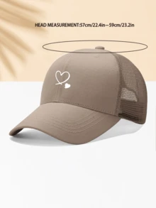 1 chiếc mũ lưỡi trai trắng với 2 họa tiết trái tim, mũ chống nắng ngoài trời unisex, vật dụng thiết yếu hàng ngày. - Màu Khaki - Xem 2
