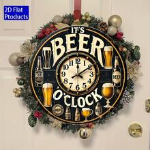 2D Plane, Not A Clock, Does Not Move. Metal Iron Circular Logo, Retro "It's Beer O'Clo" Decorative Logo - Country Style Beer-Themed Art, Suitable For Families, Bars, Kitchens, Men's Caves, As Shown In The Size Chart. - Multicolor - View 4