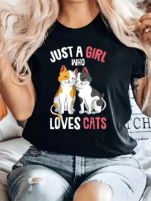 Dos gatos adorables sentados juntos transmiten ternura amistad y amor por los animales con un mensaje divertido que refleja la personalidad alegre y cariñosa de quien la usa camiseta de mujer casual cómoda para amantes de los gatos - Negro - Ver 1