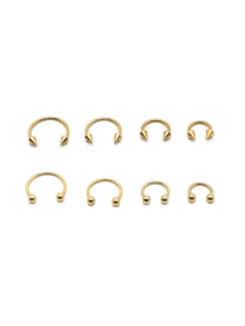 8 chiếc khuyên mũi bằng thép không gỉ hình chữ C, trang sức mũi. - Vàng - Xem 6