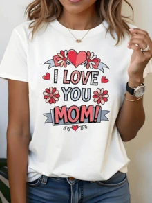 Corazones rojos y flores que expresan amor sincero hacia la madre resaltando un mensaje de gratitud y ternura perfecta para celebrar su cariño camiseta de mujer casual cómoda y moderna - Blanco - Ver 1