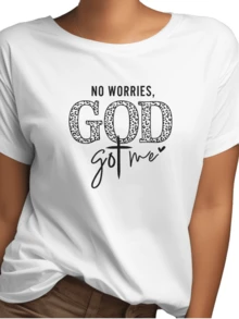 1 Printed T-Shirt With The Phrase "God Gave Me Women And Men", Short Sleeve, 100% High Resistance Cotton, Comfortable Round Neck, Soft And Attractive, 180g Of 100% Cotton. - 白色 - 查看 9