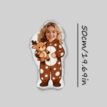 [Customized Product] 1pc Personalized Photo Pillow - 3D Printed Realistic Face And Body Design, Soft Home Decor Pillow, Ideal Gift For Family, Friends And Yourself, Christmas Gift, Thanksgiving Gift - Brown Bear Pajamas - View 8