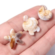 50pcs Beige Starfish Acrylic Ocean Series Turtle Loose Beads For Handmade Bracelet Necklace Jewelry Making - Multicolor - View 6