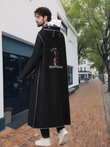 Men's 1pc Long Full-Body Raincoat, Waterproof Windbreaker For Cycling, Adult New Style - Men's Raincoat - View 2