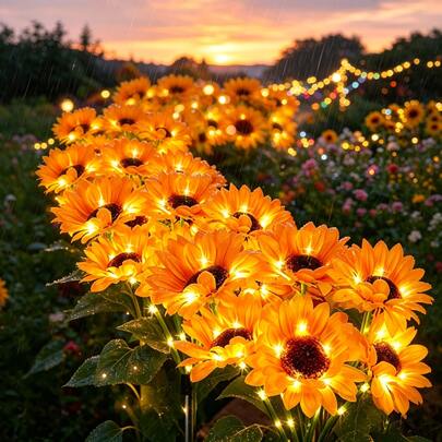 6 têtes de tournesol Lumières solaires, idéal pour la décoration extérieure. Il comporte 6 têtes de fleurs de tournesol, combinant un éclairage décoratif alimenté par l'énergie solaire et un éclairage de jardin solaire. Il s'allume automatiquement du crépuscule à l'aube, émettant une lueur douce et chaude. Convient pour le jardin, la cour, l'allée, l'éclairage des rues commerciales | Éclairage extérieur solaire | Éclairage de fête de jardin | Éclairage de décoration de jardin | Décoration de Pâques, décoration d'entrée, décoration de jardin - avec capteur de lumière intelligent à tonalité chaude.