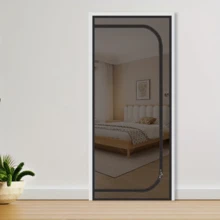 Cortina de puerta con cremallera de malla suave, pantalla de para puerta, anti-mosquitos, adecuada para perros pequeños y mascotas, cortina de puerta para gatos - Tipo D - Ver 15