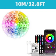 Tira de luz LED de 3-100 pies con función de sincronización de música y cambio de color, controlable a través de una aplicación y un control remoto de 44 teclas, adecuado para la sala de estar, la cocina, el armario y las escaleras - Multicolor - Ver 11