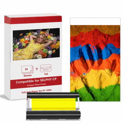 Bộ mực và giấy ảnh thay thế cho máy in không dây Selphy CP1500 CP1300 CP1200 CP1000 – 1 hộp mực màu + 36 tờ giấy ảnh bóng 4x6 inch, lý tưởng cho gia đình, du lịch, tiệc tùng, làm album ảnh, lưu giữ kỷ niệm gia đình và bạn bè.