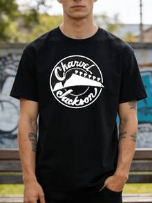 Classic Unisex T-Shirt: A Fashion Essential. 1 Men's Chavel Jackson Guitar Pattern T-Shirt - Made From 100% Fabric, This Round-Neck, Short-Sleeved Casual Shirt Features An Eye-Catching DesignPatterned T-Shirt Men's Clothing - 白色 - 查看 6