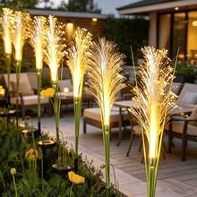 1pc Reed Solar LED Lights: Waterproof Outdoor Garden Landscape Lights; Solar-Powered Garden Lights For Decorating Pathways, Flower Beds, And Lawns - Warm White - View 3