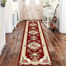 1pc Red Vintage Bohemian Style Persian Floral Pattern Runner Rug, Hallway Long Carpet, Rug, Runner Rug, Area Small Rug, Mat, Home Decor, Area Rug, Living Room Area Rug, Living Room Home Decor, Room Decor, Washable Carpet - Multicolor - View 2