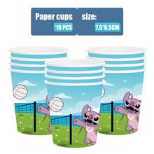 50pcs Stitch Theme Party Disposable Tableware Set [7-Inch Paper Plates, 9-Inch Paper Plates, Napkins] - Set For 10 People, Suitable For Birthdays, Weddings, Theme Parties, Family Picnics - Multicolor - View 2