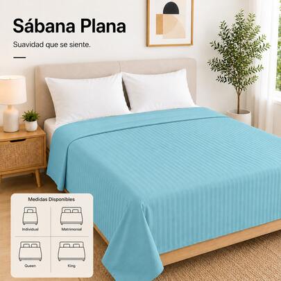 AMOROSA 1 Pieza Sábana Plana 2000 Hilos de Microfibra Ultra Suave Transpirable, Fresca y Ligera Hecha en México Sábana Lisa para Cama,Hotel y Hogar-