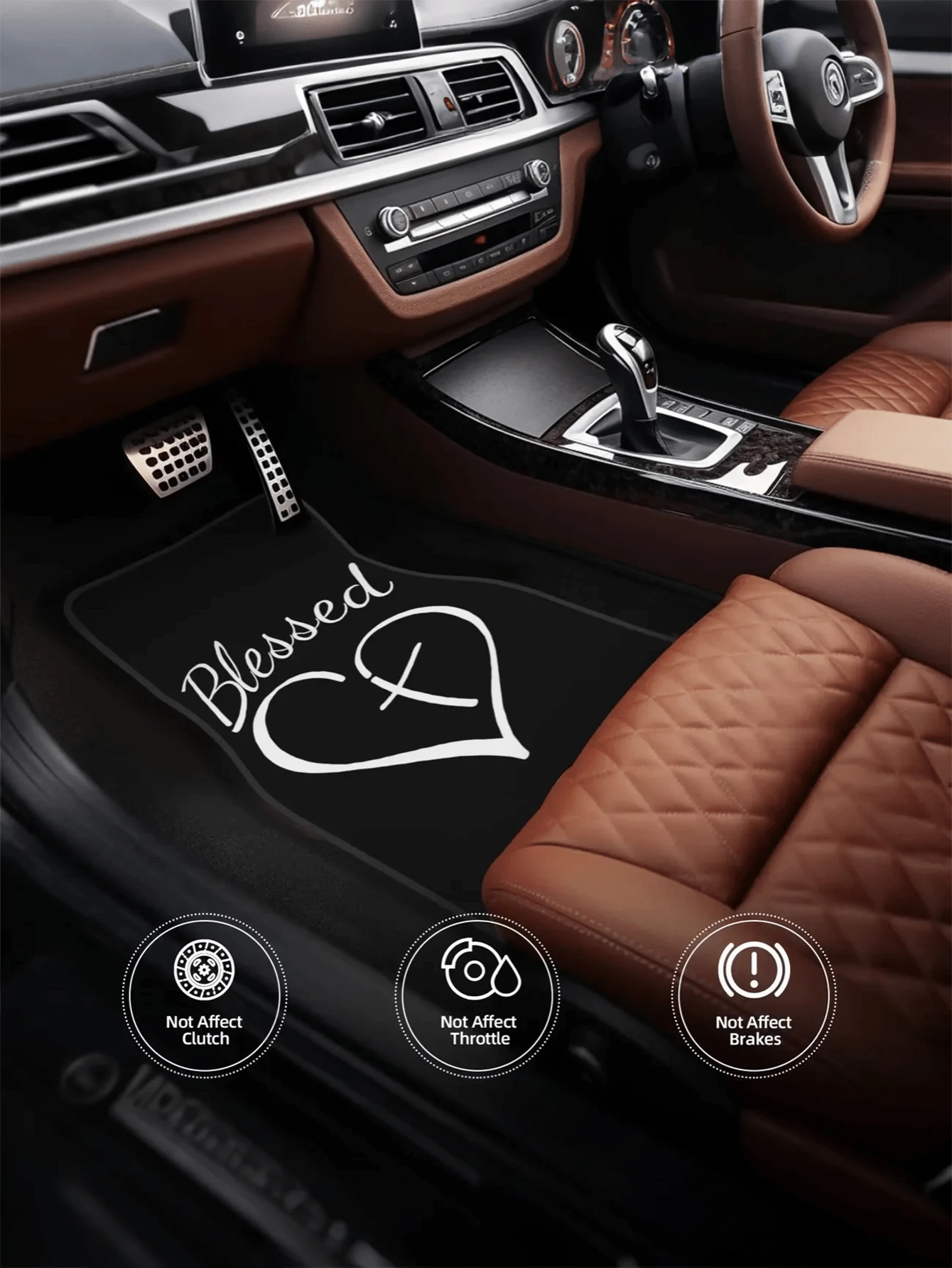 4-Piece Set Of Heart-Patterned Car Floor Mats (Front & Rear Rows) - Includes A Complimentary Personalized Greeting. Suitable For All Seasons; Non-Slip, Stain-Resistant, And Easy To Clean. A Premium Car Interior Accessory Compatible With All Vehicle Models. An Ideal Gift For Mother's Day Or Father's Day.