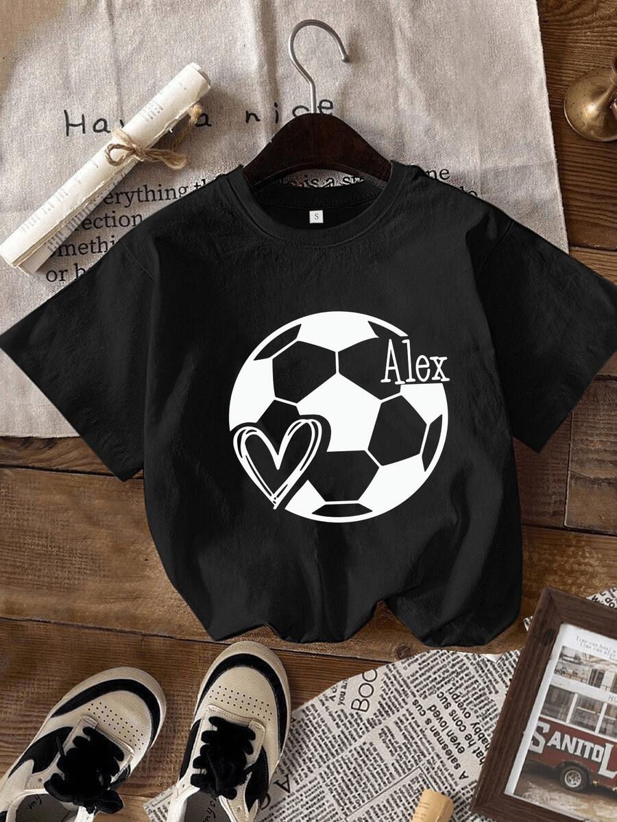 Camiseta Personalizada de Jugador de Fútbol, Camiseta con Tu Nombre, Player Tee de Fútbol, Regalo para Amante del Fútbol, Camiseta de Equipo de Fútbol, Día de Juego, Regalo para Fanático del Fútbol - Negro - Ver 1