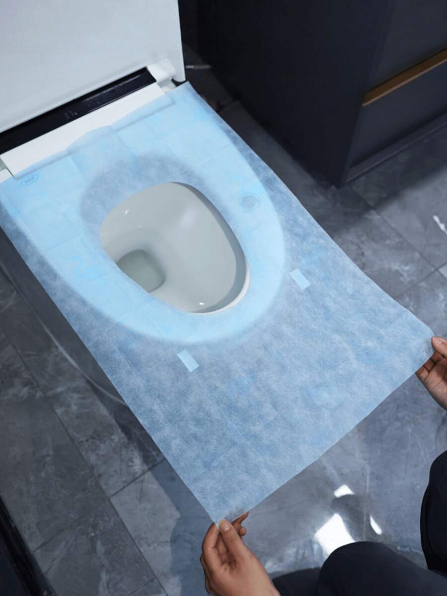 1 miếng lót bồn cầu chống thấm nước dùng một lần, thích hợp cho du lịch, nhà vệ sinh công cộng và cắm trại, đóng gói riêng lẻ, có thể xả xuống bồn cầu, màu xanh dương - Màu xanh lam - Xem 1