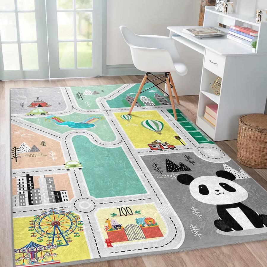 1pc Cute Cartoon Pattern Play Area Rug, ABC Educational Play Mat/Floor Mat, With Letter/Animal Pattern Spring/Summer, Outdoor Theme, Fade-Resistant Large Size Play Rug, Floor Mat, Living Room Bedroom, Playroom, Home Decor
