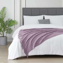 Lightweight Soft Blanket, Suitable For Air-Conditioned Rooms, Outdoor Camping, Spring/Summer - Mauve Purple - View 3