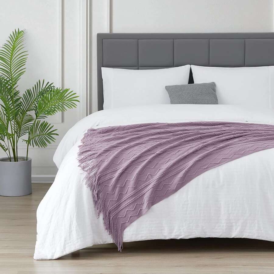 Lightweight Soft Blanket, Suitable For Air-Conditioned Rooms, Outdoor Camping, Spring/Summer - Mauve Purple - View 1
