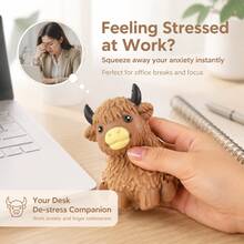 Cute Highland Cow Squeeze Toy, Soft Slow Rebound Stress Relief Toy, Japanese Animal Theme Anti-Anxiety Sensory Toy, Hand-Held Toy Suitable For Home, Perfect Birthday Holiday Party Gift For Kids And Adults - Multicolor - View 5