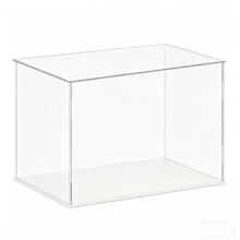 1pc Transparent Acrylic Display Case - Showcase Cabinet, White Base, Multiple Size Options, Dustproof Desktop Organizer Stand - Contemporary Style, Action Figure Plastic Material, Car Model, Collectibles, For Room, Store And Office Desk Storage - White Display Box - View 8