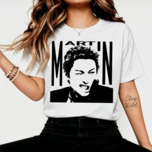 Gore Black And White Punk Silhouette Graphic T-Shirt, Synth-Pop Casual Cotton T-Shirt For Fans - White - View 1