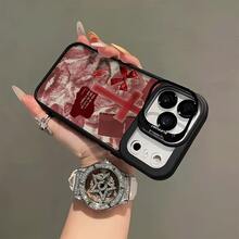Funda para Teléfono: Funda para Teléfono Móvil con Diseño de Tonos Rojos, Cubierta Metálica para Cámara, Impresión UV Magnética, Compatible con iPhone 17, 16, 15, 14, 13, 12 Pro Max/Pro/Plus Series, Regalos de Halloween, Navidad y Acción de Gracias para Amigos y Familiares - Negro - Ver 6