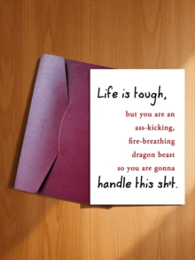1pc "Life Is Tough, So You Have To With It" Encouragement Greeting Card, Birthday Card To Send To Family, Partner, Friends, Colleagues - You Are a Fire Dragon, You Can Do It - View 18