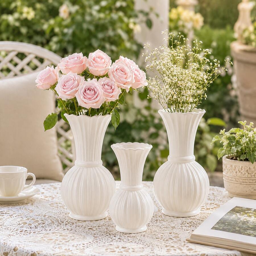 1pc A Floor-Standing Plastic Vase/Flower Pot With Faux Flowers, Perfect For Vintage Home Decor And Use With Fresh Or Dried Flowers – Ideal For Living Room Decorations And Desktop Displays. - Vase - View 1